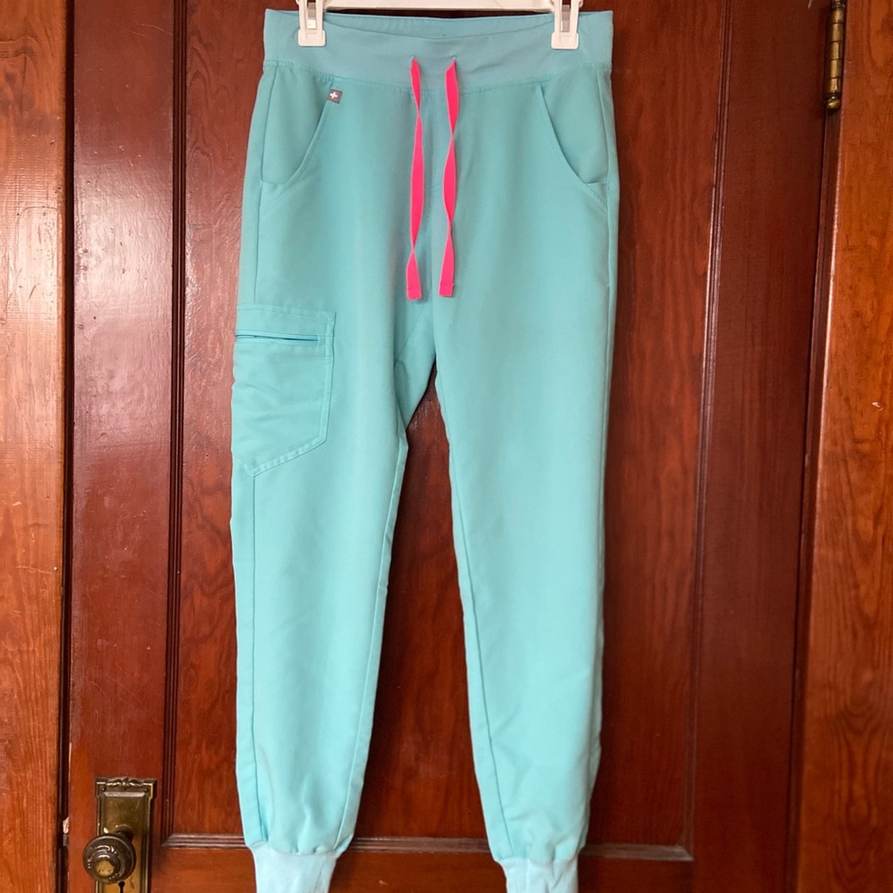 Neon blue figs Zamora scrub pants limited edition